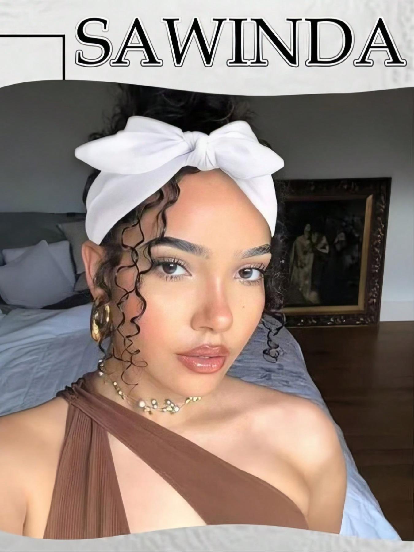 3pcs Women Bow Bunny Ear Headbands, Boho Style Extra Wide Cute Rabbit Ear Knotted Headwraps, Fall/winter Hair Accessories, Elastic Bow Hairbands