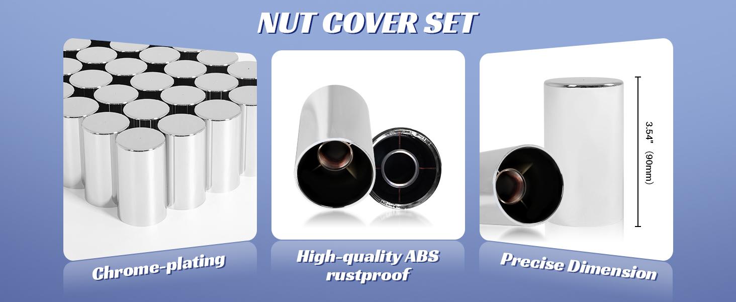 60Pcs 33mm Lug Nut Covers Chrome, Semi Trucks Lug Nut Covers ABS Plastic Anti-Rust Screw-on Easy to Install, Nut Caps for Semi Trucks Trailer