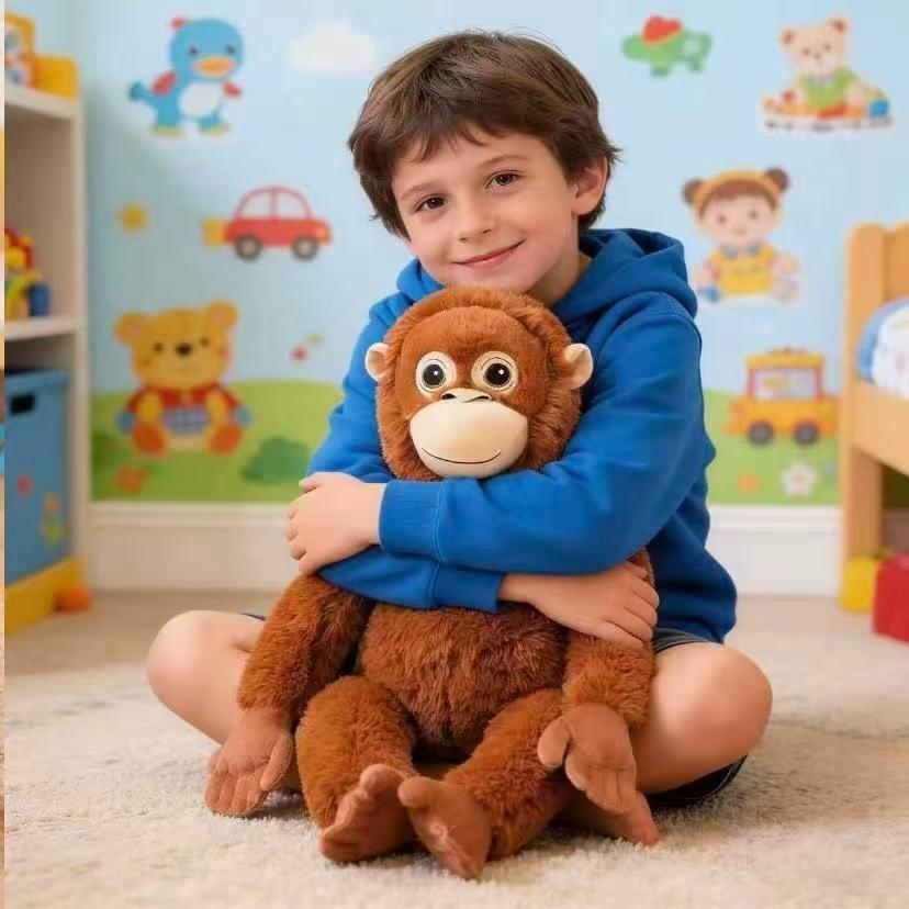 Gorilla Plush Toy Long-Armed Monkey Doll, Baby Comfort Pillow, Soft Filled Animal, Perfect Gift for Kids, Cuddly and Adorable