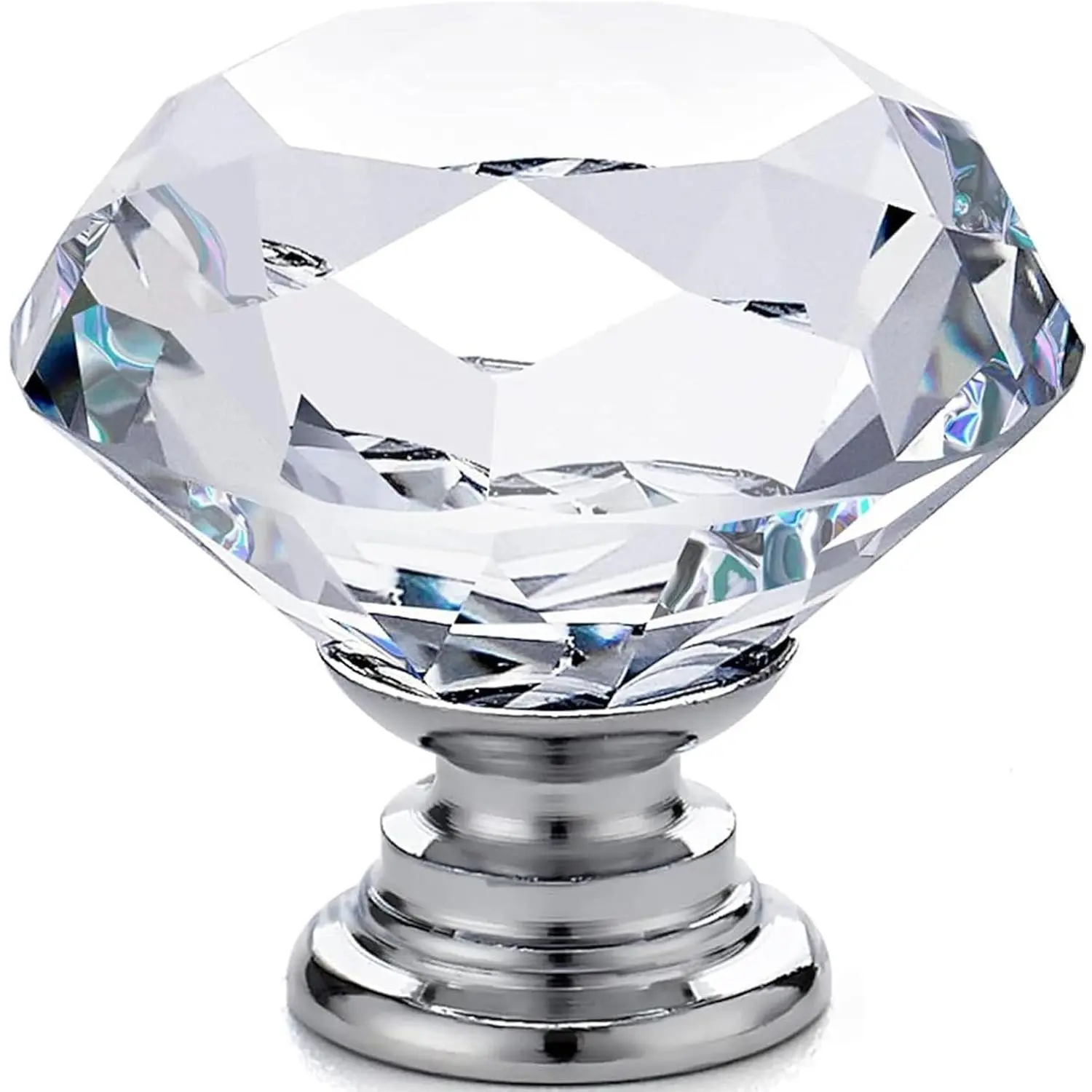 12pcs Diamond Shape Crystal Glass 30mm Drawer Knob Pull Handle for Cabinet, Drawer