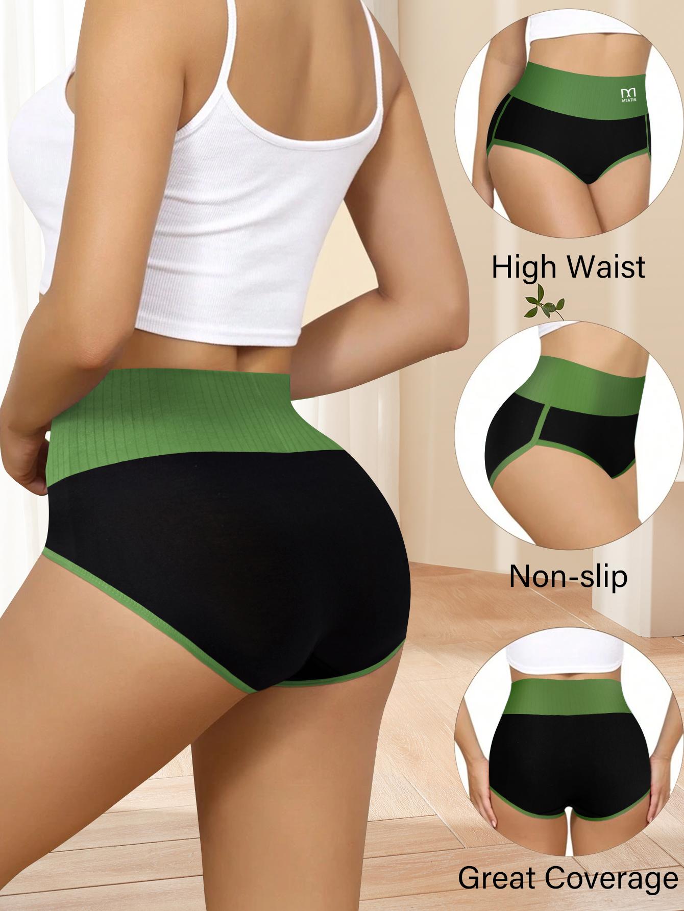 QUAST 5 Pieces High-Waist Seamless Breathable Women's Underwear,Tummy Control and Hip Lifting Sports Briefs,Comfortable Soft Stretch Panties,Multicolor Fashion Briefs Womenswear,Suitable for Daily Wear,Spandex Thong,S-XXL