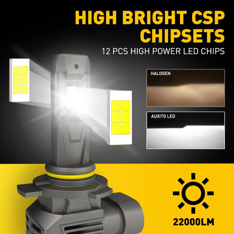 Auxito 9012 LED Headlight Bulbs kit 22000LM High Low Beam 6500K White Bright M5S