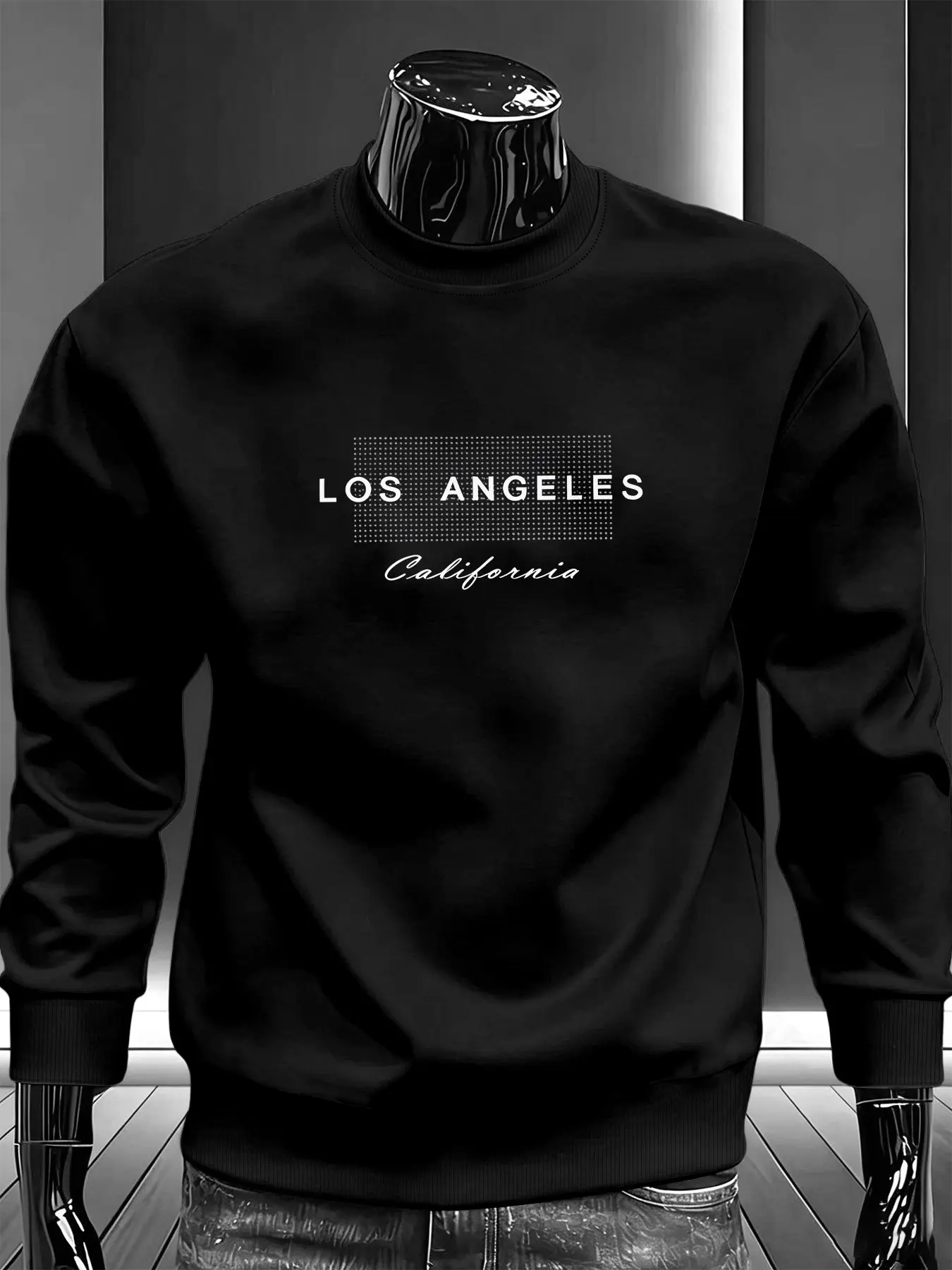 Men's Fleece-Lined Round Neck Sweatshirt, Letter Pattern Print, Casual Fall Winter Top, Stylish and Versatile, Perfect for Daily Wear