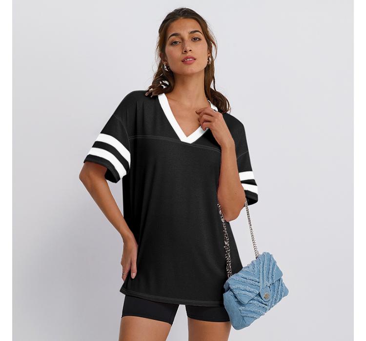 Trendy Queen Womens V-Neck Workout T Shirts Casual Loost Fit Y2K Tops Trendy Clothes 2025