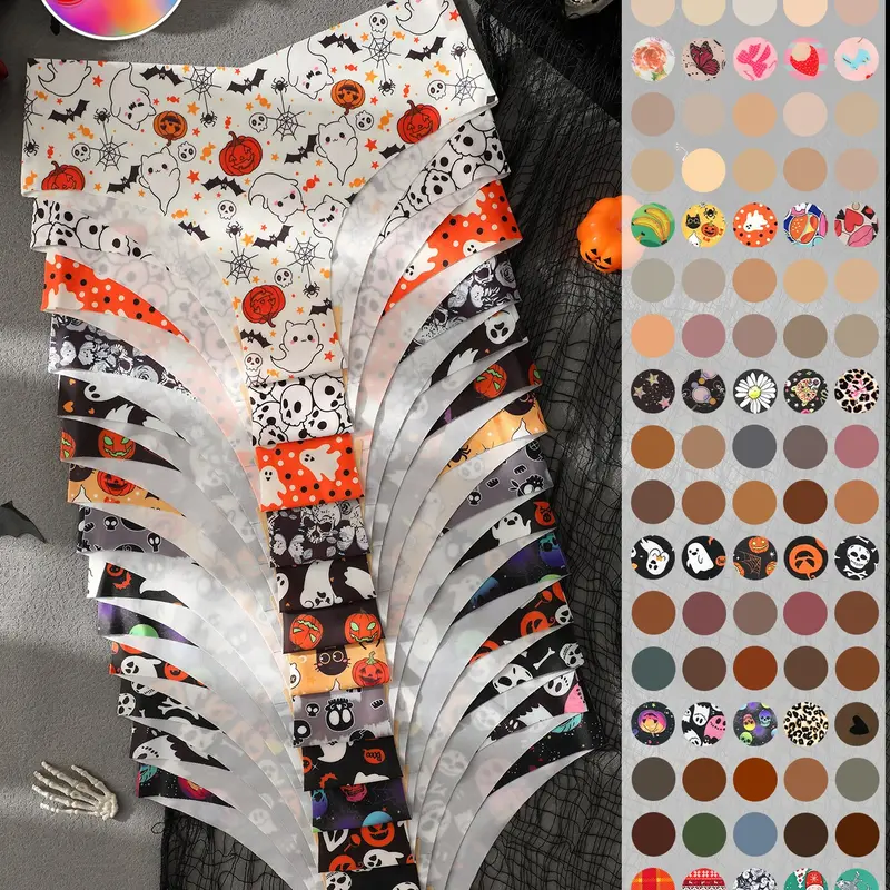 Random Pack of 3/5/7/10 Halloween Christmas Print Women's Briefs, Low Waist Panties, Sexy Low Waist Hipster Underwear for Festive and Daily Wear