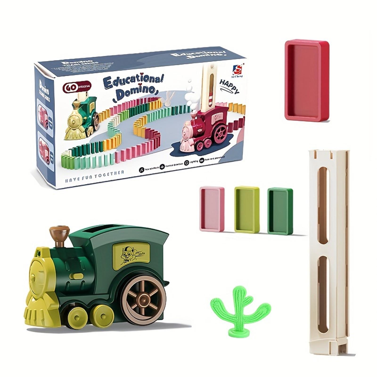 Creative Domino Train Set, Automatic Card Track, Ideal for Kids Aged 3+, Enhances Hand-Eye Coordination, Indoor & Outdoor Play, Birthday Gift!Requires 2 AA batteries (not included)