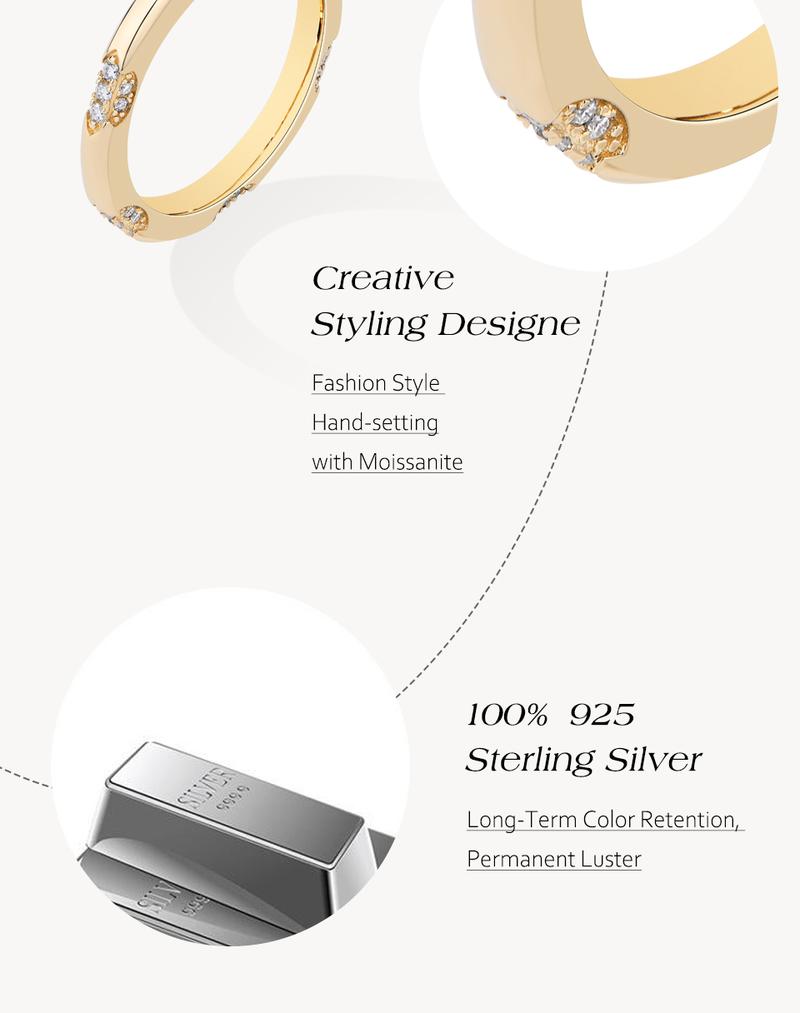 Classic D Color Lab-Created Moissanite Ring Jewelry for Women Unisex Wedding Band Daily Wear Lady's Gift for Her Perfect Ring R242