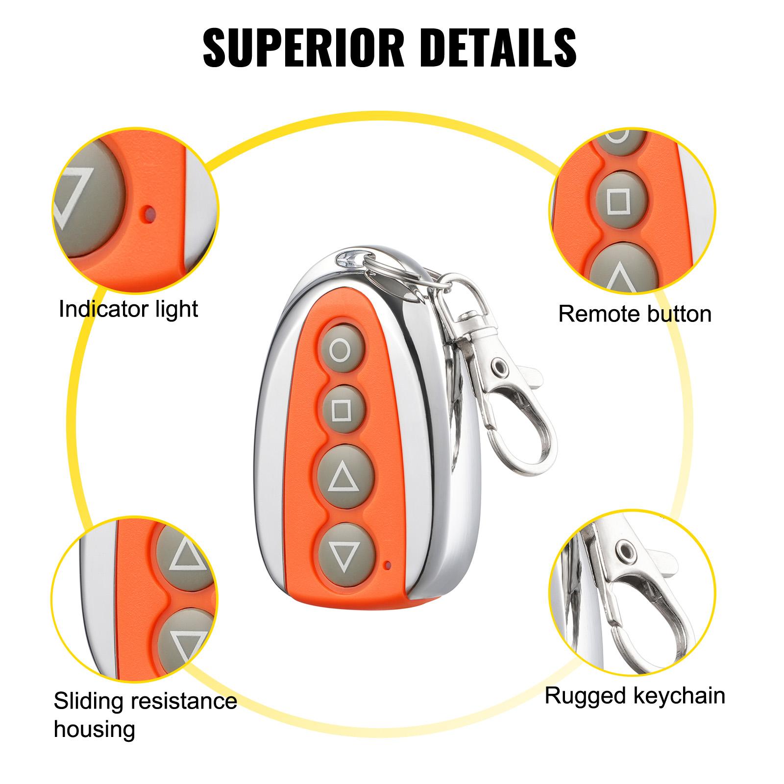 【Summerfinds】VEVOR Sliding Gate Opener Remote, 131 ft Range, 4-Button Automatic Gate Opener Remote, Remotes for Garage Door Openers, Multi-Code Electric Rolling Driveway-Gate Closer Smart Key Security Kit