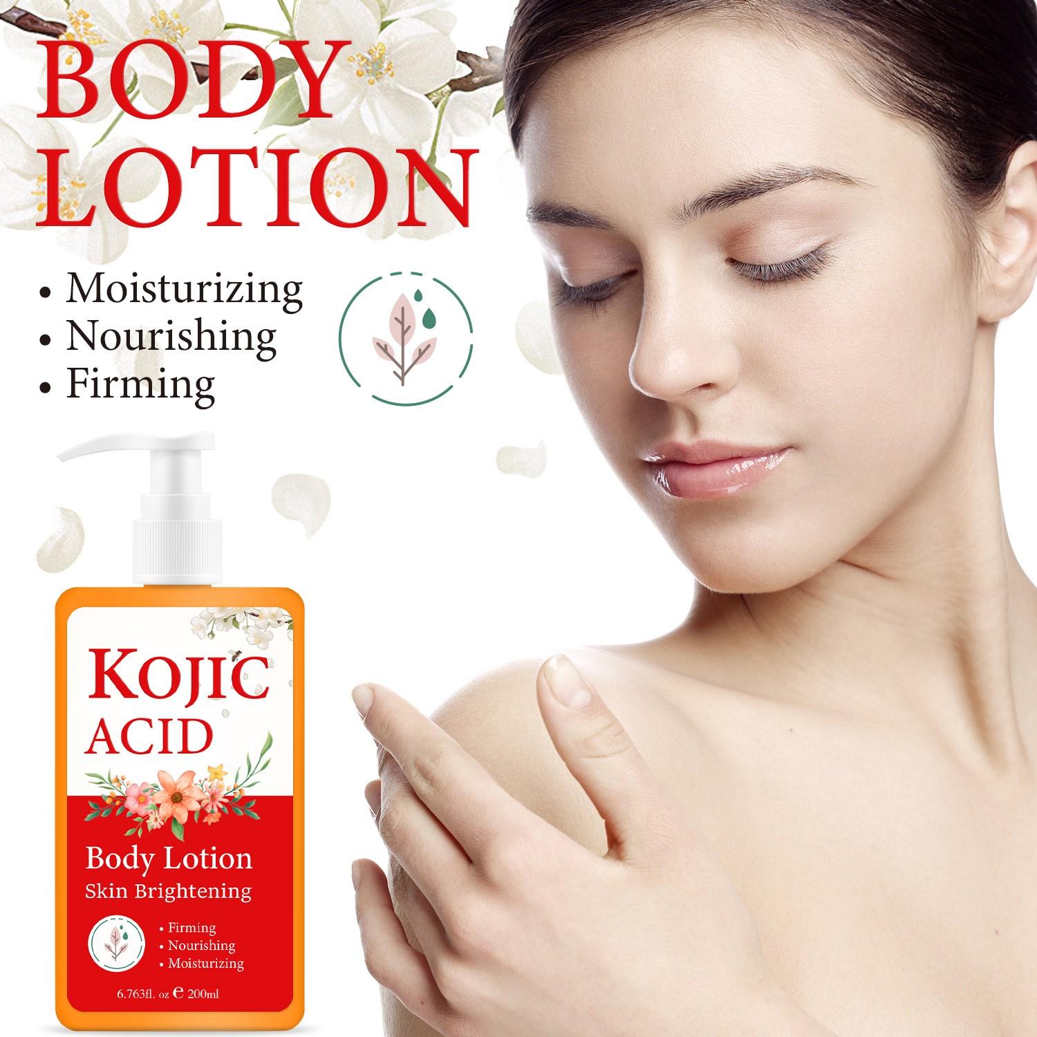 Kojic Acid Body Brightening Lotion, Improves Dull Skin, Even Tone, Tightens Loose Skin, Deep Moisturizing, Smooth Texture, 200ML