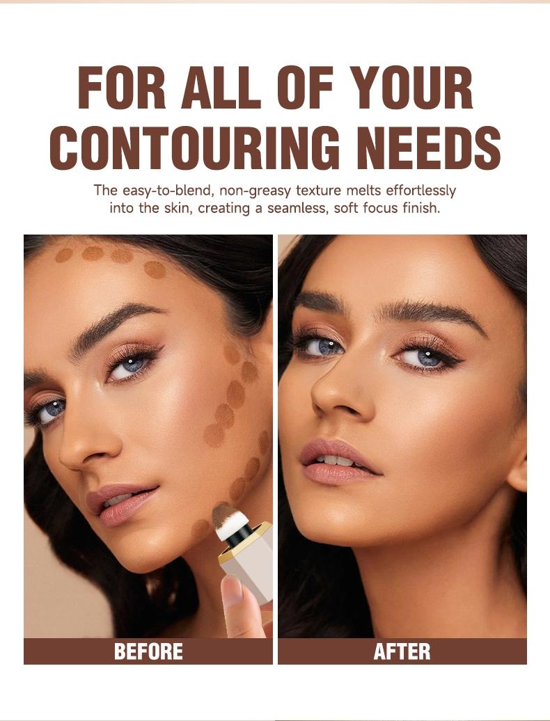 4-Color Face Contouring Liquid, Natural Highlighter, Bronzer, Waterproof Matte Finish, Multi-Functional Bronzing Makeup Stick, Long-Lasting Skin Brightener, Highlighting Stick, Contour Cheek