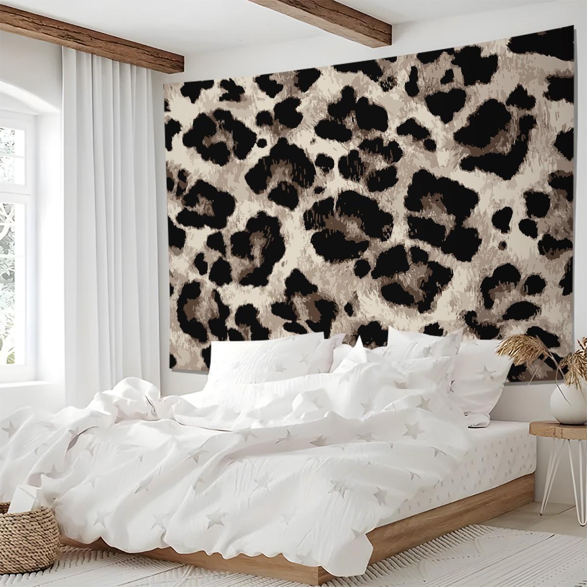 Wild Texture Leopard Print Tapestry, Premium Flannel with Great Drape,  Nails Trendy Vibes as Binge-Watching Backdrop or Accent Wall Decor, Ideal Gift