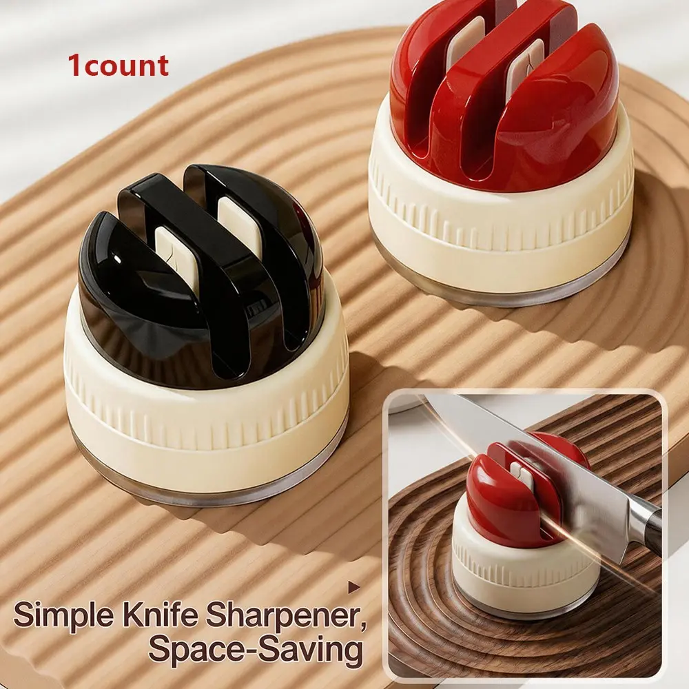 Portable Kitchen Knife Sharpener with Strong Suction Base, 2 Stage Quick Blade Sharpening Tool, Mini Compact Safe Manual Knife Sharpener, Multifunctional Home Kitchen Essential Gadget, Kitchenware