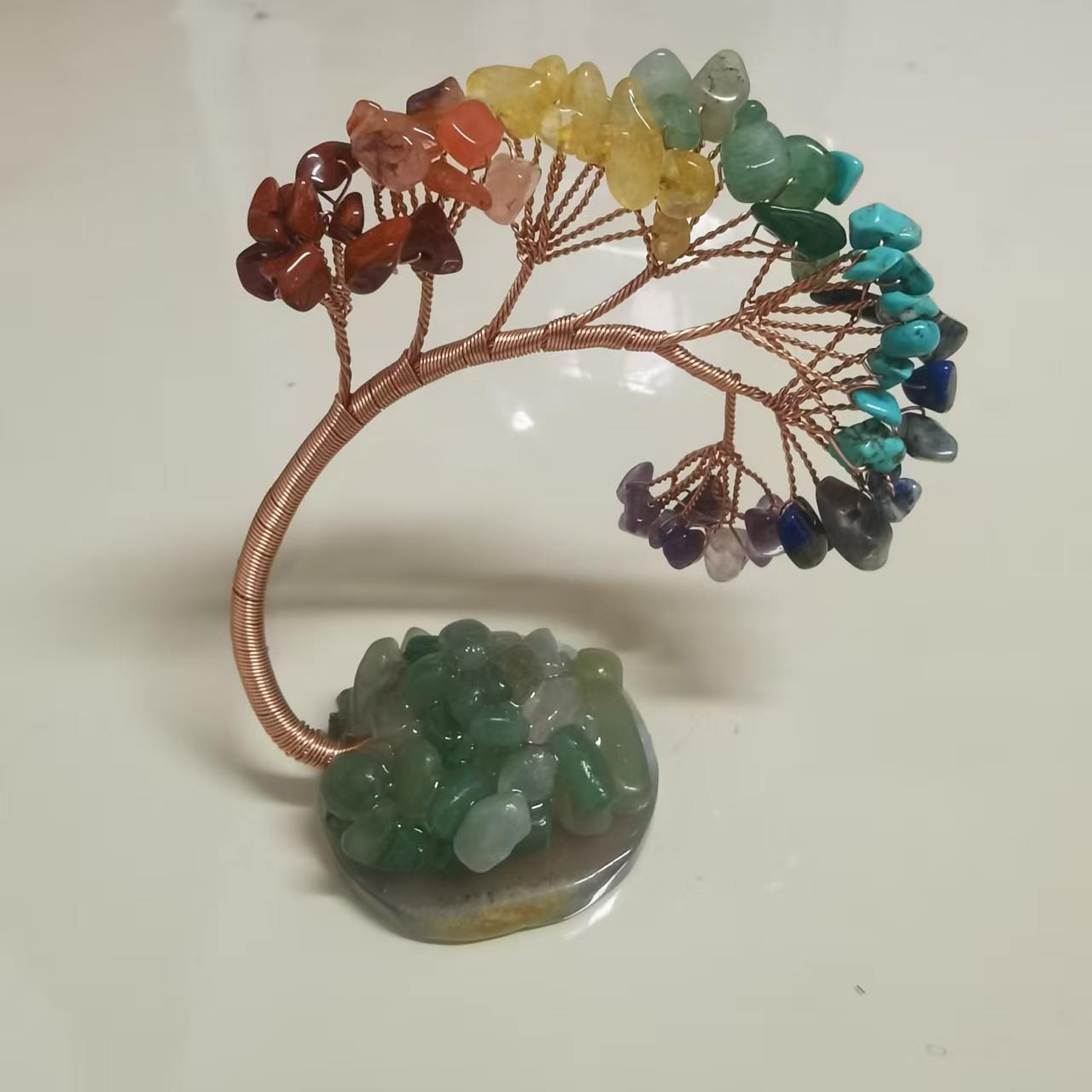 Multicolor Crystal Life Tree, Agate Tail Tree, Handwoven, Desktop Decor, Crystal Micro Landscape, Wealth Attracting Ornament, Home Office Car Gift