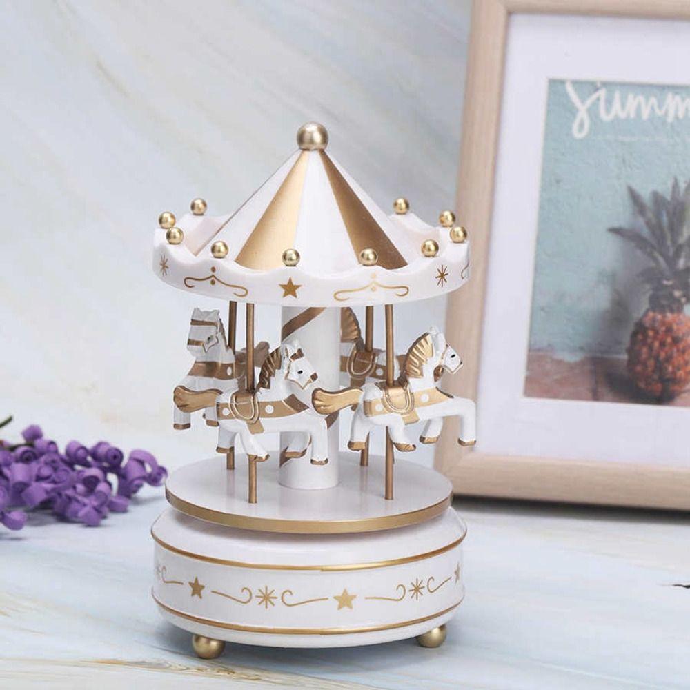 Merry-go-round Music Boxes Plastic Carousel Horse Musical Box Horse Roundabout Musical Box Baby Room Decor Girls Birthday Gifts