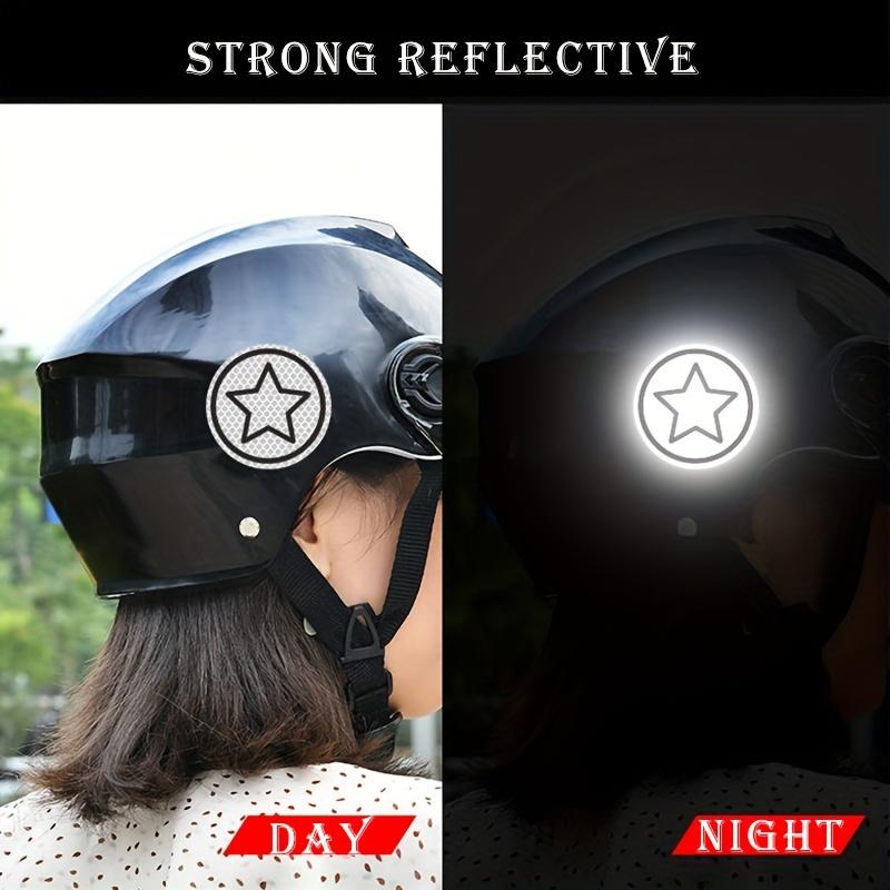 2-Pack Reflective Stickers for Motorcycle Helmets and Cars, Round and Star Pattern Reflective Warning Stickers for Safety
