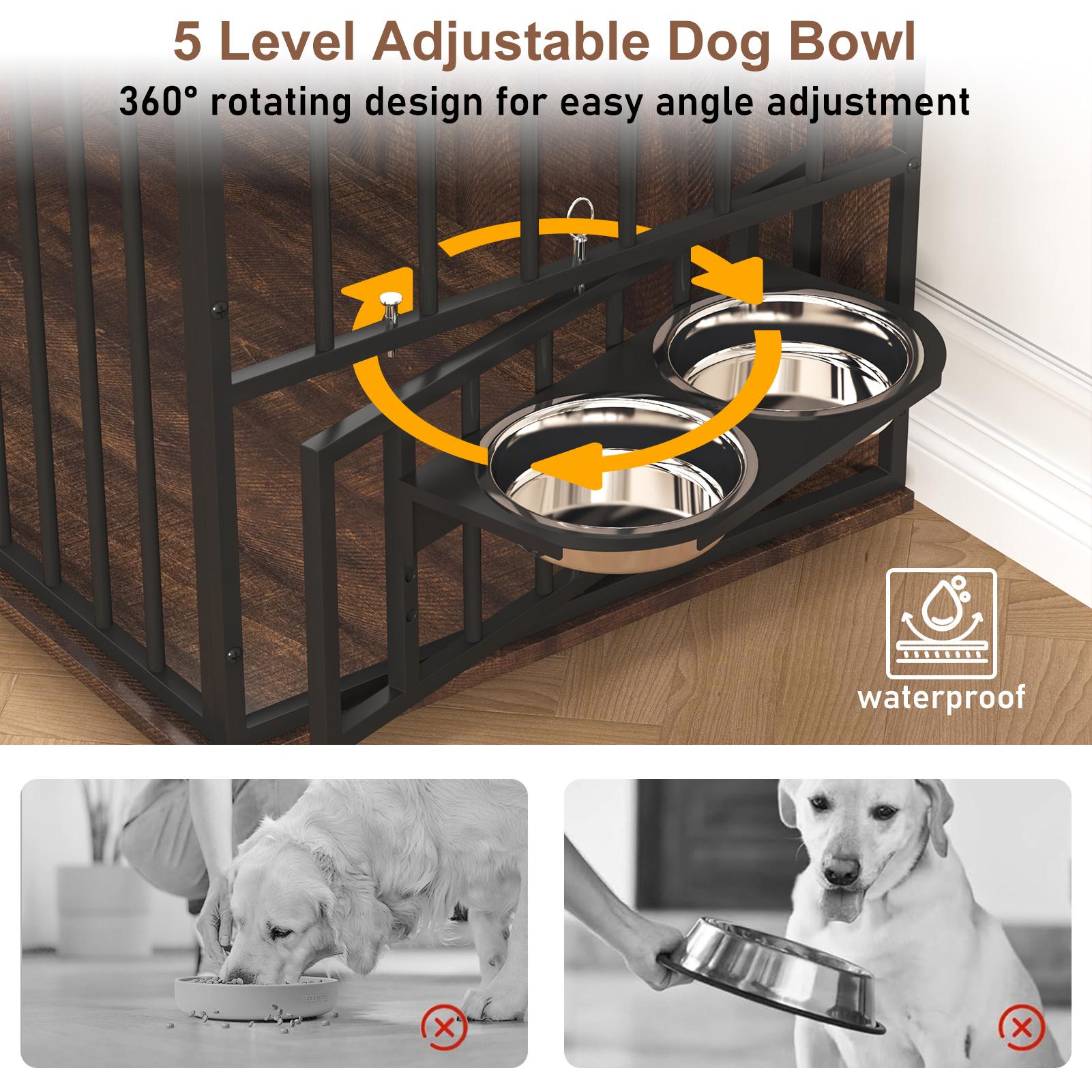 【2Packages Shipping】86.6" Dog Crate Furniture Large Breed TV Stand with Double Rooms, Wooden Dog Kennel Furniture with Dog Bowl, 2 Drawers and Cabinet for Large Medium Dogs, Black/Brown 【2Packages Shipping】86.6" Dog Crate Furniture Large Breed TV Stand with Double Rooms, Wooden Dog Kennel Furniture with Dog Bowl, 2 Drawers and Cabinet for Large Medium Dogs, Black/Brown