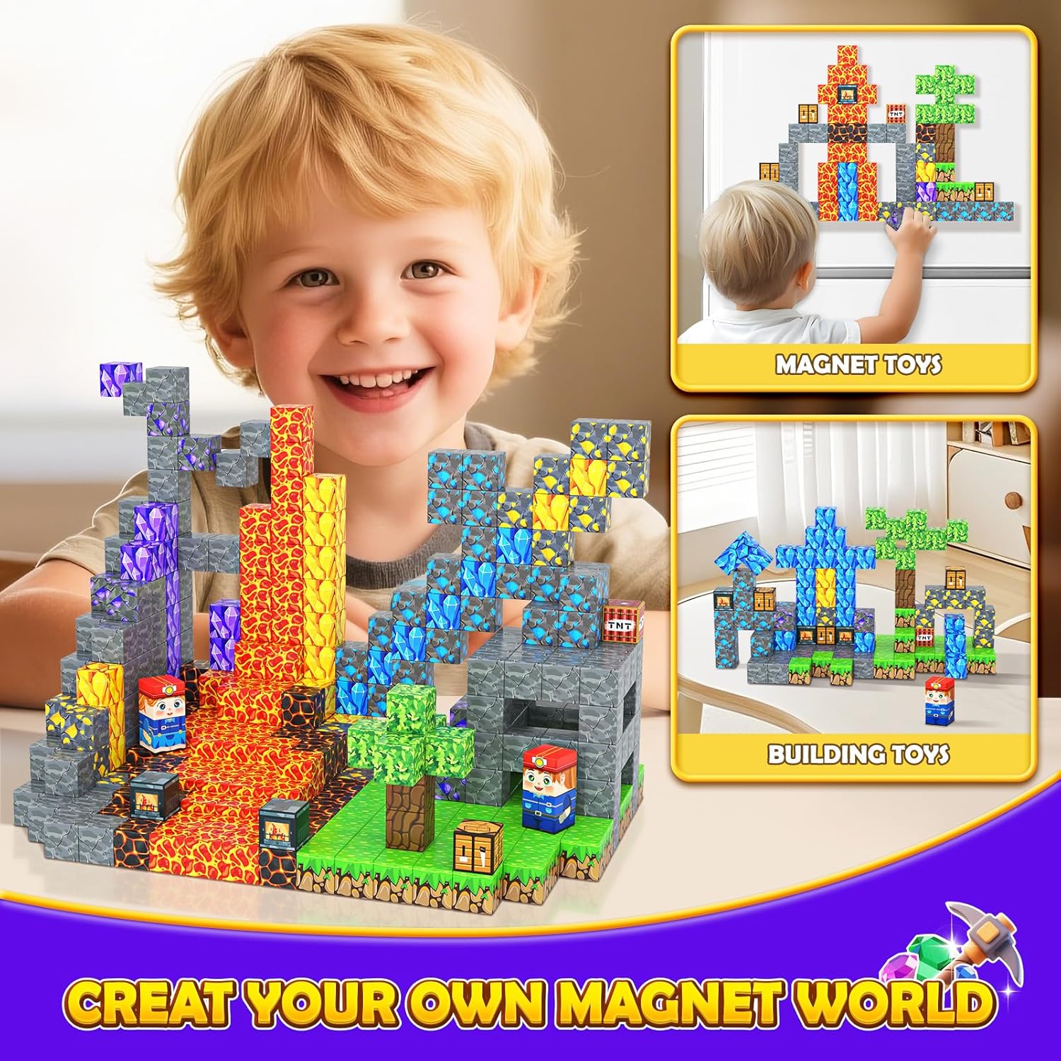 100PCS-Magnetic Building Blocks with Storage Bag STEM Montessori Toys Gift Build Mine Magnet World Classroom Must Haves