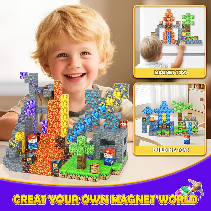 100PCS-Magnetic Building Blocks with Storage Bag STEM Montessori Toys Gift Build Mine Magnet World Classroom Must Haves
