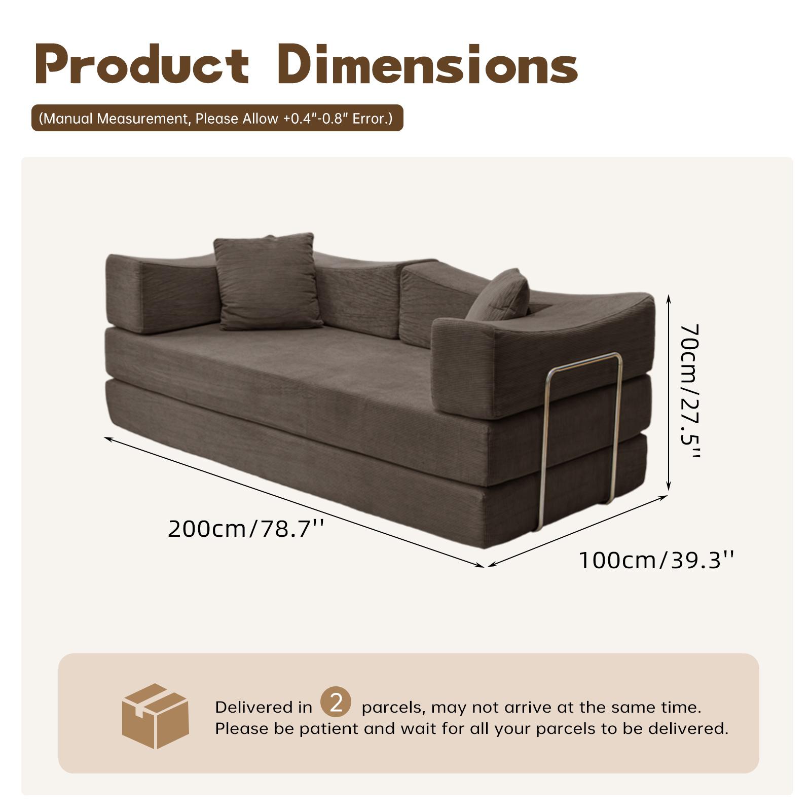 78.8'' Sofa Bed Cloud Couch Corduroy Upholstered Sectional Convertible Multi-Functional Floor Sofa for Living Room & Apartment Furniture