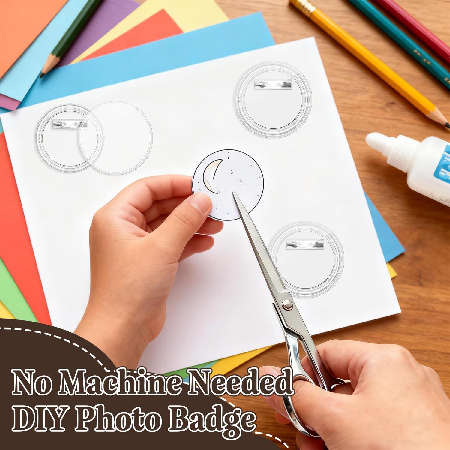 12 PCS Acrylic Button Pins Clear Plastic Button Badges Pin Large Craft Button with Pin Blank Pins DIY Photo Buttons Pin Picture Buttons Badges Kit for DIY Crafts(0.98inch/1.46inch/1.73inch/2.28inch/2.95inch/1.46 inch+2.28 inch)