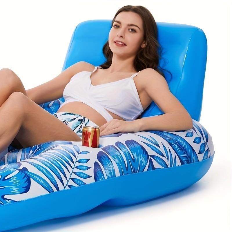 2026 New Multi-Functional Inflatable Maple Leaf Recliner Float, Cup Holder & Net Design, Ideal for Relaxing at Poolside, Bulk Purchase Available