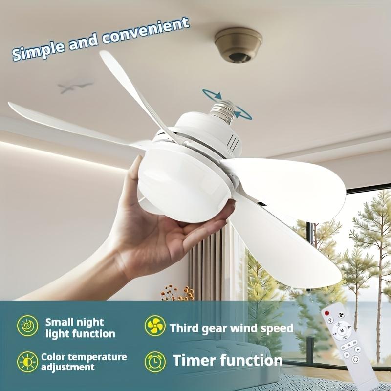E27 Socket Ceiling Fan Light Remote, Dimmable 3-Speed Quiet in Bedroom, Living Room, Kitchen, Garage and Dining Room-Suitable for all Seasons (1 Pcs)