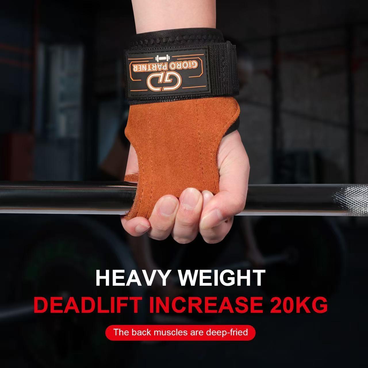 Leather Palm Protector for Fitness, Anti-Slip Durable Wrist Support, Weightlifting Grip Strap, Cross-Border Gym Aid Band