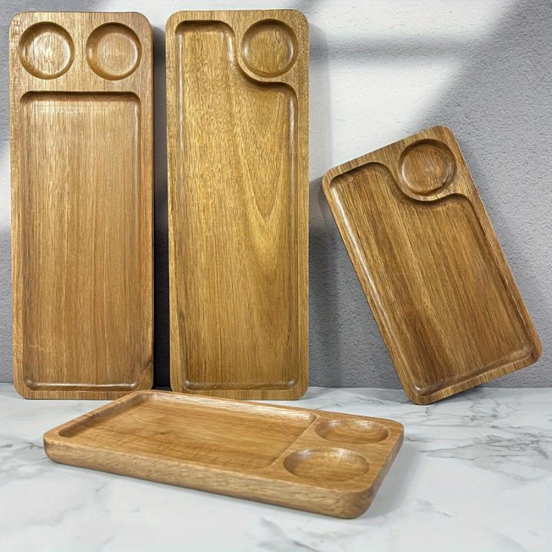 1pc Handmade Wooden Fruit Tray, Natural Wood Plate for Contact, Rectangular Dessert or Breakfast Sushi Plate, Creative Tableware for Kitchen, Decorative Holiday Kitchen Gadget, All-Season Kitchen Supplies