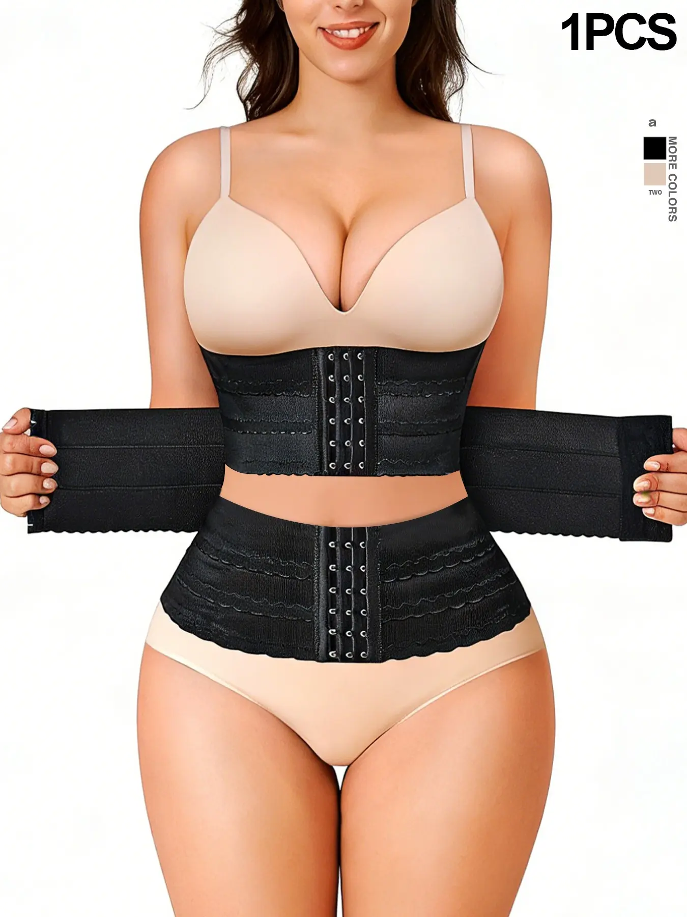 Women's Solid 3-sectional Hook & Eye Waist Trainer, High Stretch Tummy Control Corset for Daily Wear, Women Shapewear Clothes Halloween dailydrip comfyessentials midsize tiktokshopbacktoschool Everyday