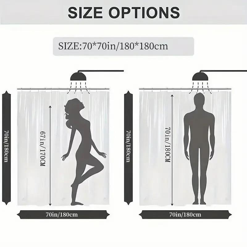 1/4pc Fashionable, Luxurious, and Beauty Pattern Shower Curtain Set, including a shower curtain, toilet seat cover, and U-shaped mat. Perfect for bathroom décor and beautifying the space. Comes with 12 shower curtain hooks Bathroom Decoration Accessories