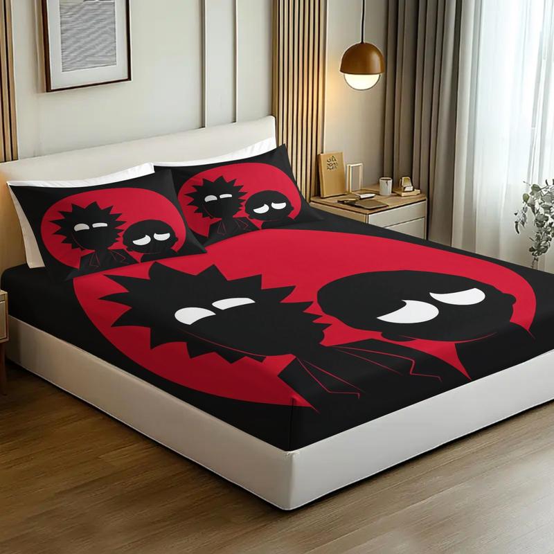 3-Piece Rick and Morty Bedding Set, Comfortable Printed Design, Includes 1 Fitted Sheet & 2 Pillowcases, Non-Slip, Perfect Gift