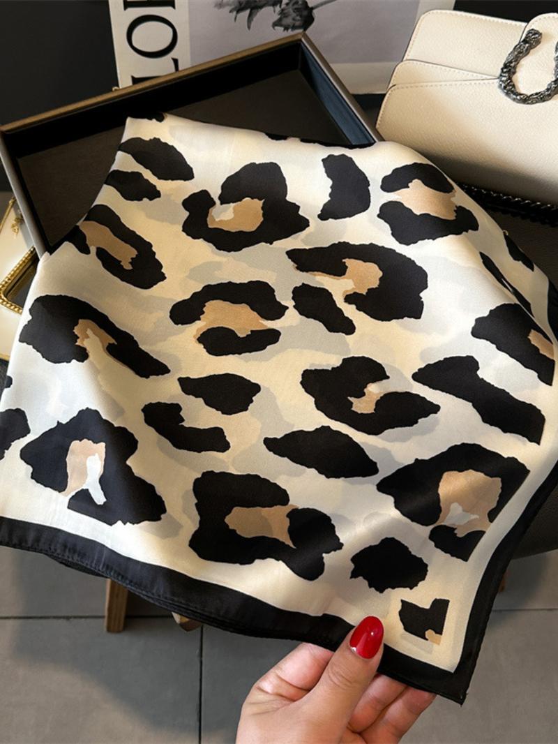 Fashion Leopard Print Square Scarf, Casual Soft Comfortable Shawl for Daily Wear, Fashion Accessories for Women & Girls, Boho Style Scarf