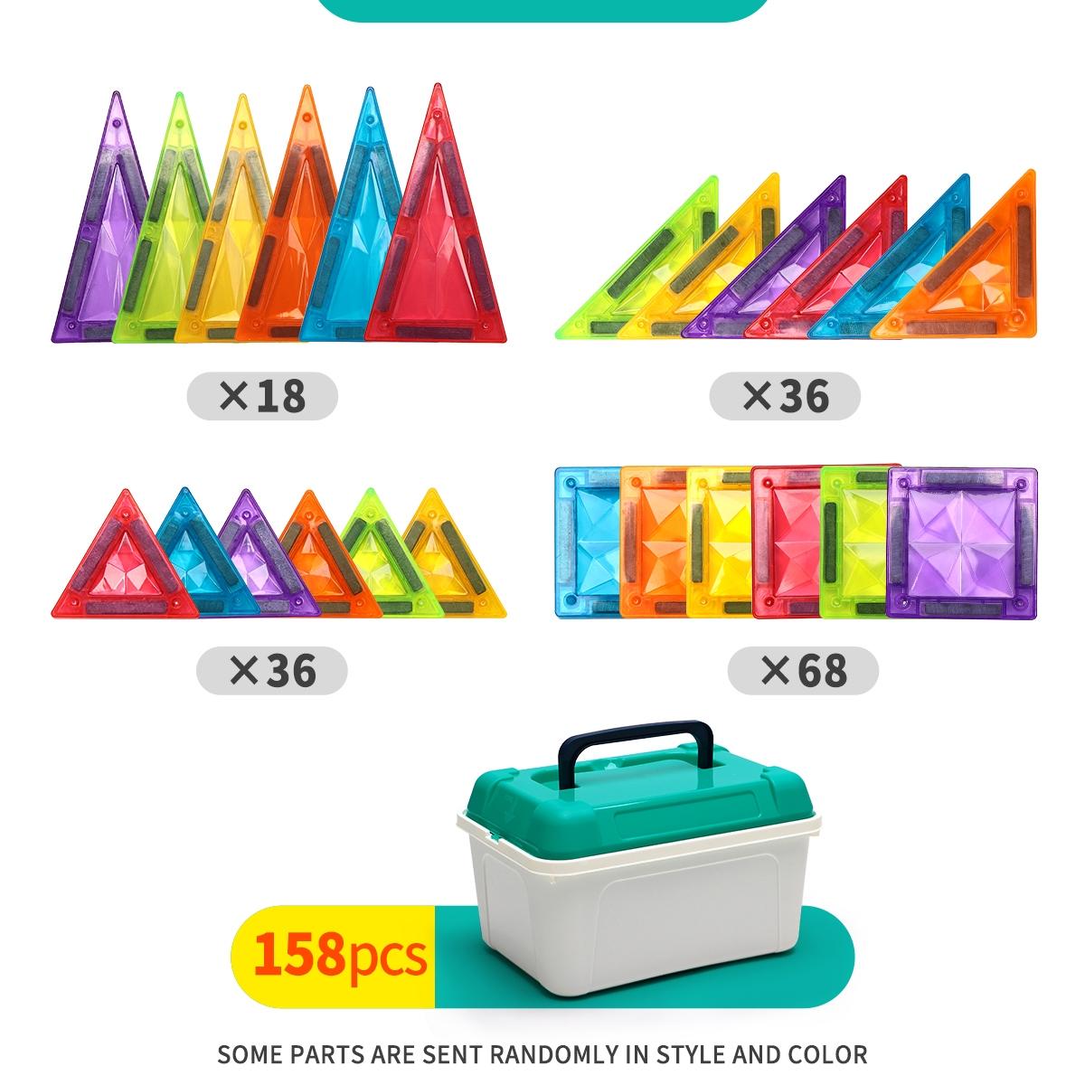 Magnetic Building Blocks Set, 42/74/158 Pieces, Unisex Toy for Kids Aged 3+, Birthday Gift Idea, Fun Learning Activity, Magnetic Building Tiles