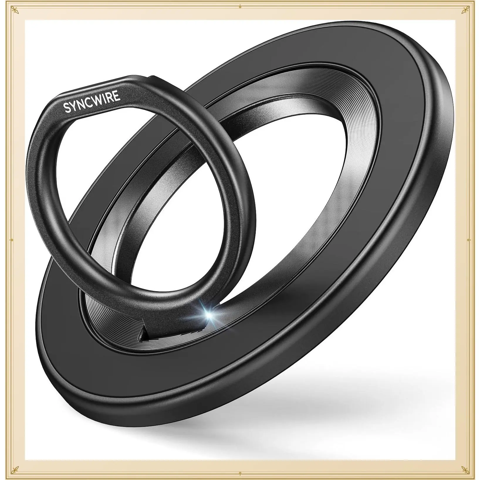 SYNCWIRE for MagSafe Phone Grip, Magnetic Phone Ring Holder Stand Kickstand | 360° Rotation, Double-Sided Magnet, Cell Phone Grip Finger Holder, for iPhone 17 16 15 14 13 12 Pro Max, MagSafe AccessoriesGift