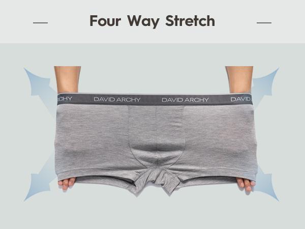 DAVID ARCHY Mens Underwear Bamboo Rayon Boxer Briefs Breathable Stylish Soft with Fly Menswear 4 Pack for Boyfriend Socks Certified Elastic Athletic Activewear