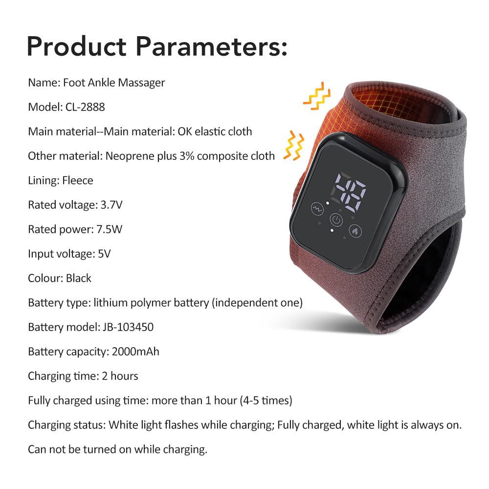 Ankle Heat Therapy Device, 3 Temperature Settings 48-58°c, 3 Massage Modes, 15-Min Timer, Touchscreen Control, Universal Adhesive Pad
