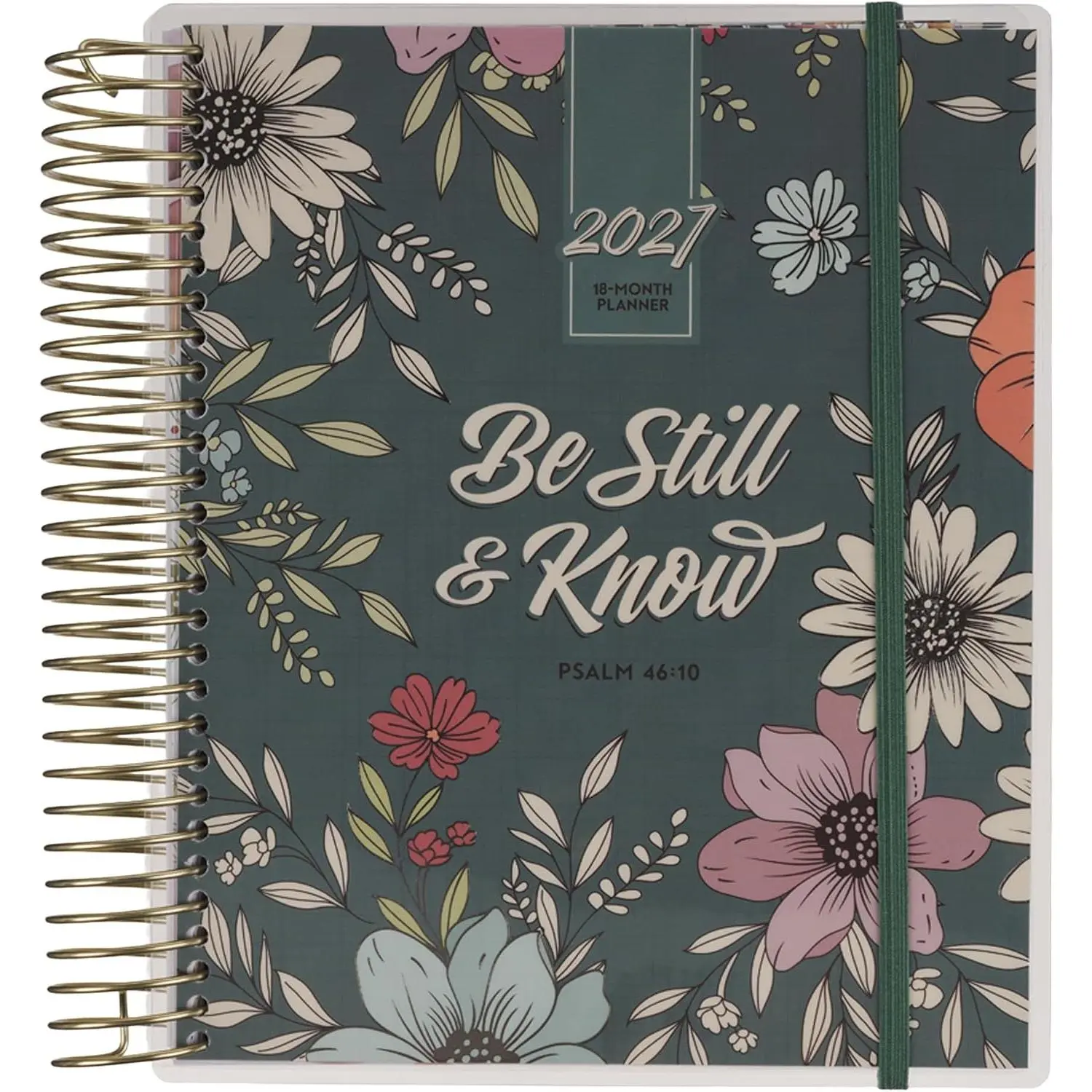 2026-2027 Weekly Planner: 18 Month Daily/Monthly Plans | Psalm 46:10, Teal Floral, Spiral Bound, Large, Calendar, Appointments, Planning,  to School, Office, Personal Organizer