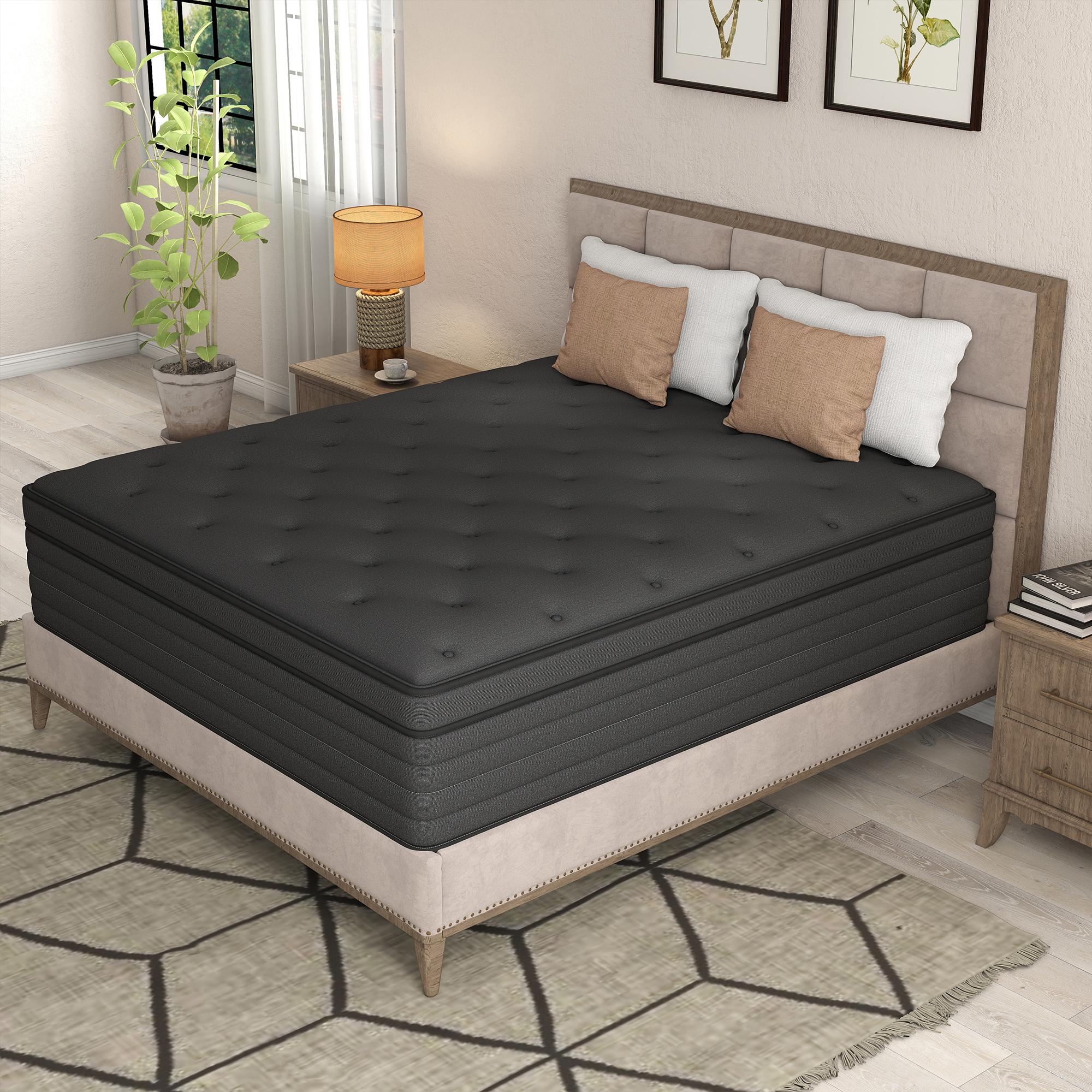 BOMASS 12" 14" Twin Full Queen King Size Mattress Gel Memory Foam Individual Pocket Spring Hybrid Black Mattresses Medium Firm Pressure Relief Bed In box BOMASS 12" 14" Twin Full Queen King Size Mattress Gel Memory Foam Individual Pocket Spring Hybrid Black Mattresses Medium Firm Pressure Relief Bed In box