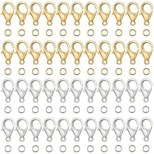 Lobster Clasp Accessories Set - Includes 12x7mm Silvery Lobster Clasp Open Jump Ring, DIY Bracelet Jewelry Making Materials