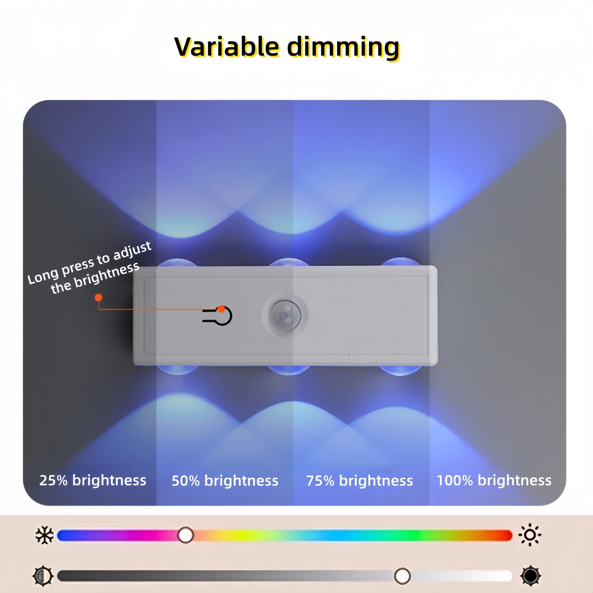 Smart Motion Sensor Wall Light, Magnetic No-Drill Installation, USB Charging, Rgb7 Colors & Warm Light, Ideal for Stairs, Bedroom, Living Room