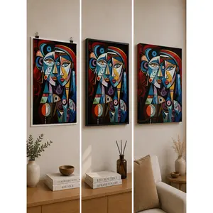 2D Flat Abstract Geometric Portrait Canvas Wall Art – Modern Colorful Figure Poster for Living Room, Bedroom, Office & Apartment Decor, Contemporary Abstract Artwork, Aesthetic Wall Decor, Large Statement Canvas Print for Modern Home Interior Design
