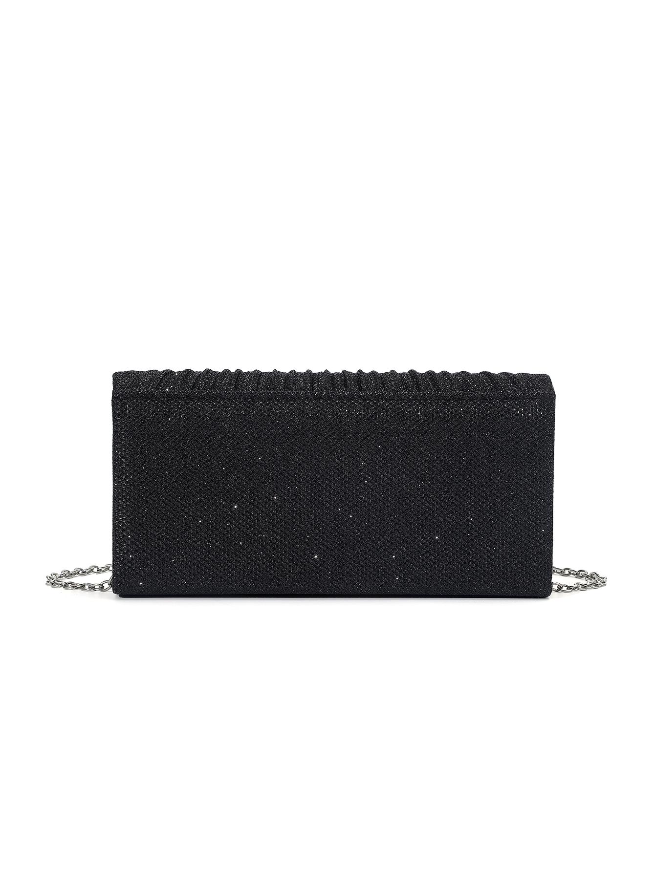 Rhinestone Decor Pleated Clutch Bag, Elegant Handbag for Party and Events, Fashionable Shoulder Crossbody Chain Bag, 1pc