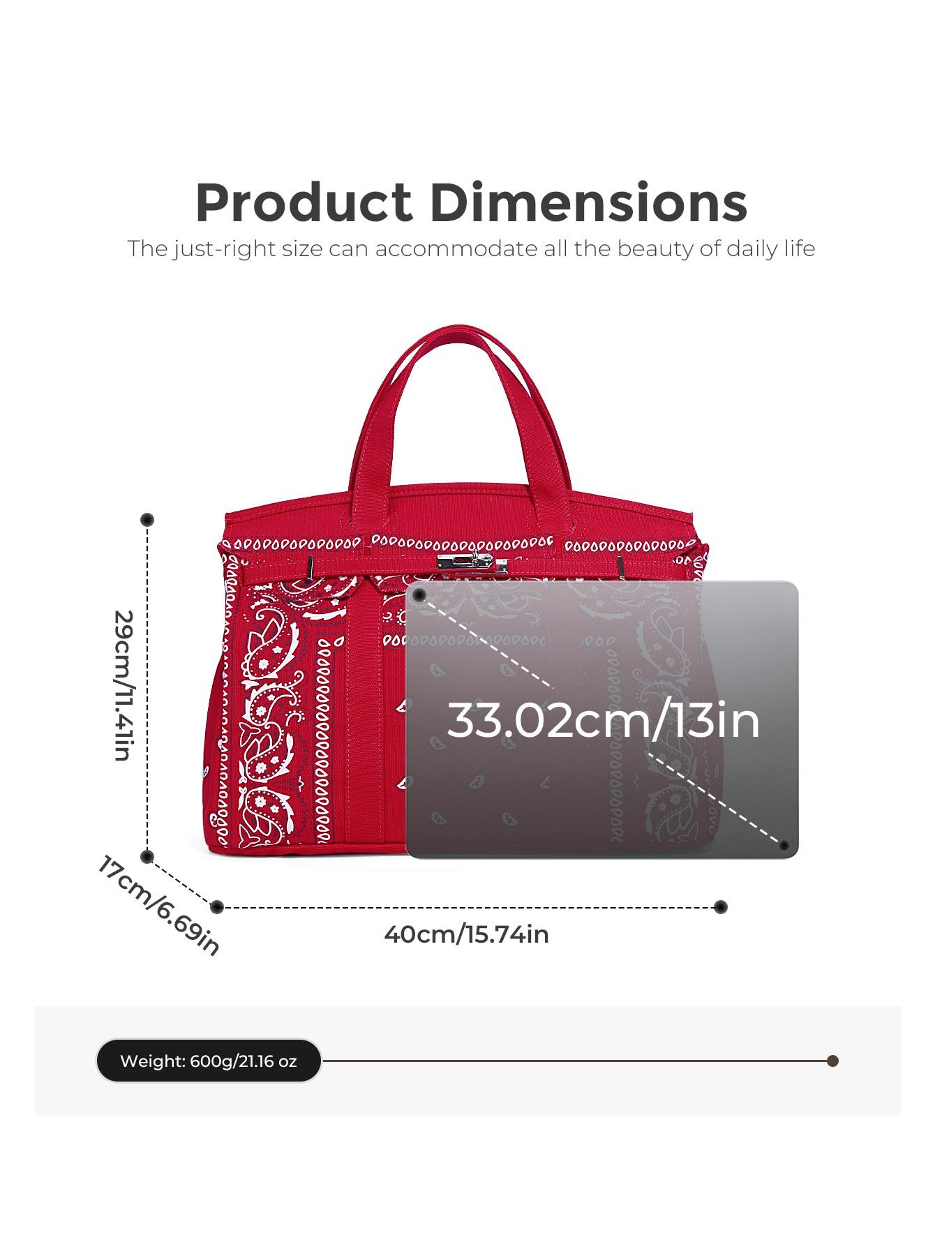 Women's Paisley Print Large Capacity Tote Bag, Vintage Bandana Style Top Handle Handbag, Casual Shoulder Bag with Metal Hardware for Work, Shopping & Travel