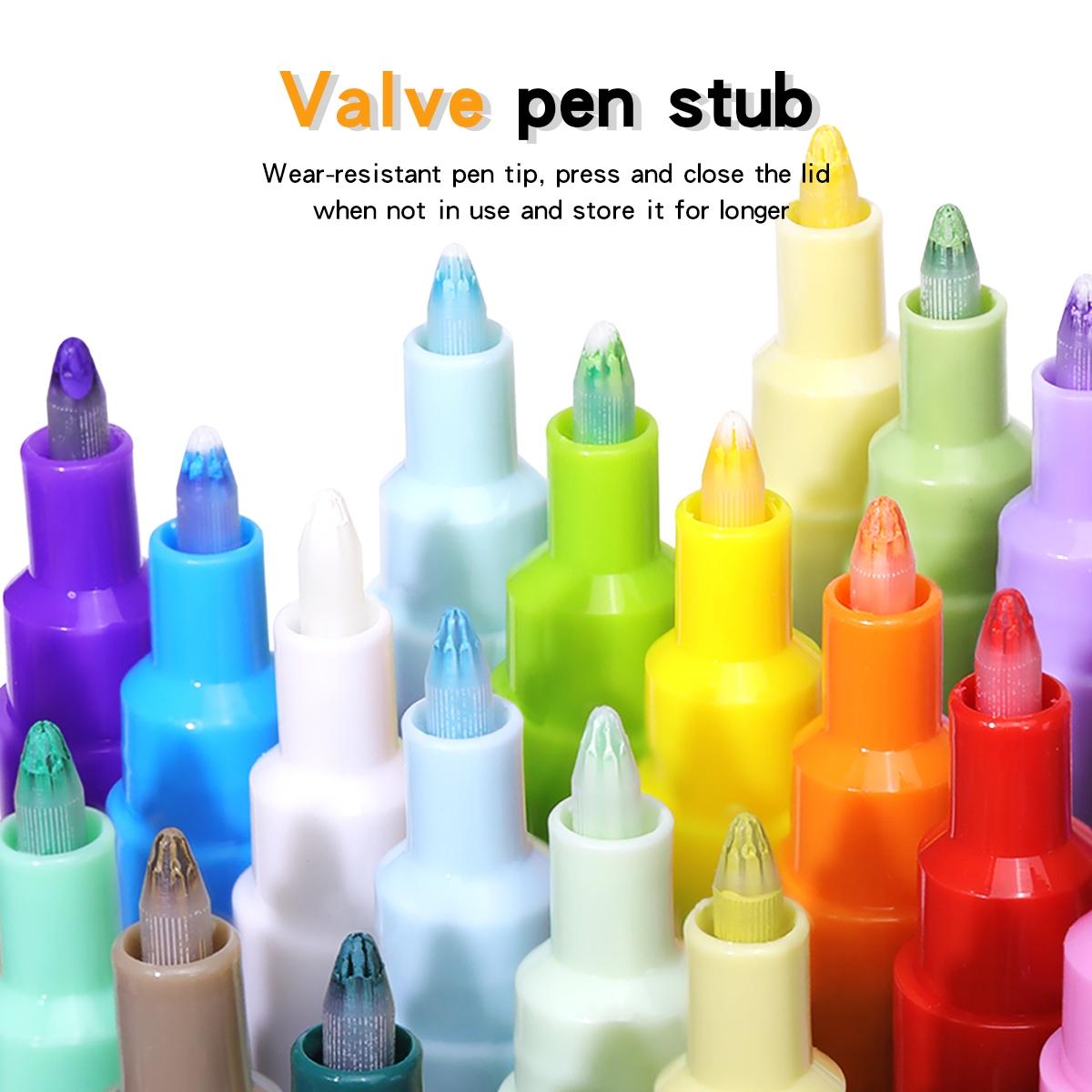 Acrylic Paint Marker Set, 16pcs/set Fine Tip Acrylic Paint Pen, Waterproof & High Saturation Paint Marker for Wood, metallic, Plastic, Canvas, Fabric, Glass, Ceramic, Acrylic Drawing Markers