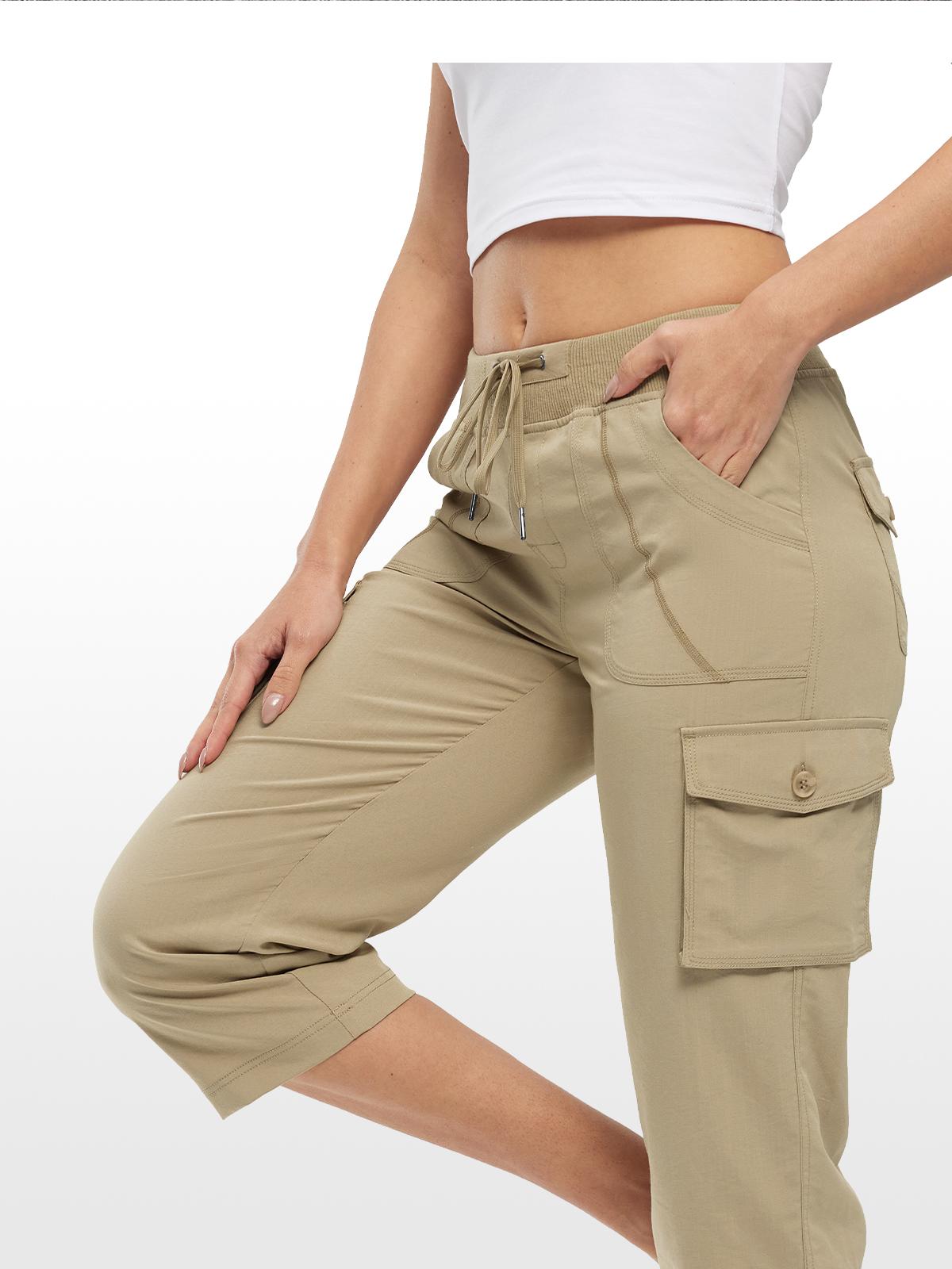 TBMPOY Womens  Plus Size Casual Outdoor Cargo Capris Lightweight Hiking Pants 6 Pockets Quick Dry Trip Loose Shorts Comfort Womenswear Trouser