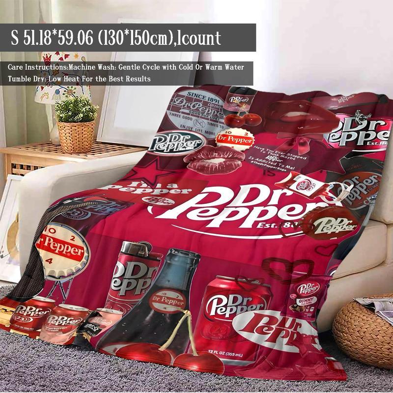 Beverage Pattern Blanket, 1 Count Soft ThrowBlanket, Air-conditioned Room Blanket, WarmNap Blanket for Home Office Travel Camping