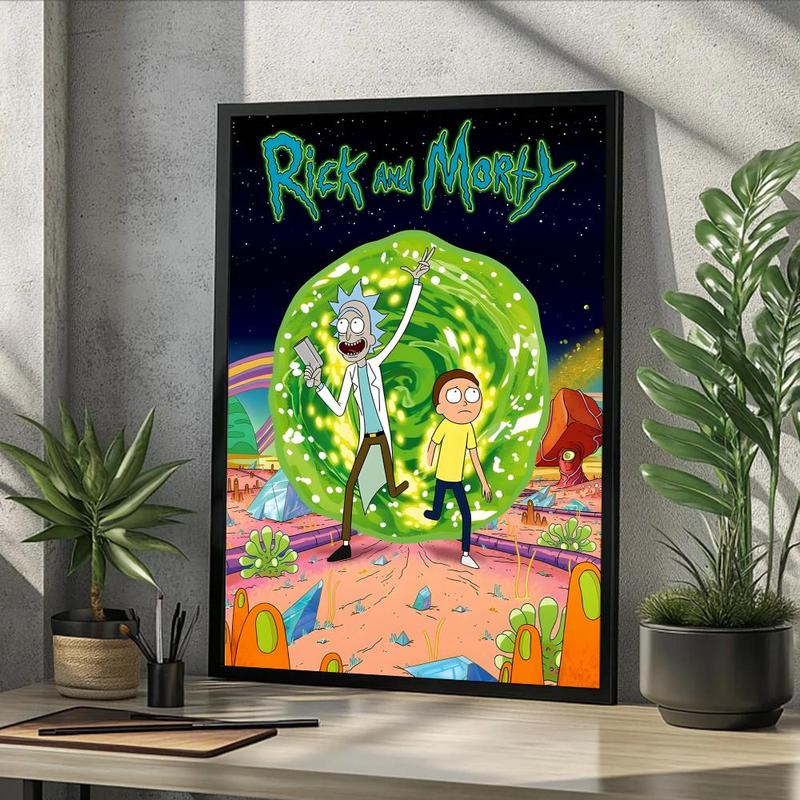 Vintage Cartoon Anime R-Rick And M-Morty Painting Calligraphy Fashion Canvas Wall Art Poster, Modern Aesthetic Waterproof Print, Fade-Resistant & Scratch-Proof Texture, Trendy Home Decor for Living Room Bedroom Office, Multiple Sizes Vintage Cartoon Anime R-Rick And M-Morty Painting Calligraphy Fashion Canvas Wall Art Poster, Modern Aesthetic Waterproof Print, Fade-Resistant & Scratch-Proof Texture, Trendy Home Decor for Living Room Bedroom Office, Multiple Sizes