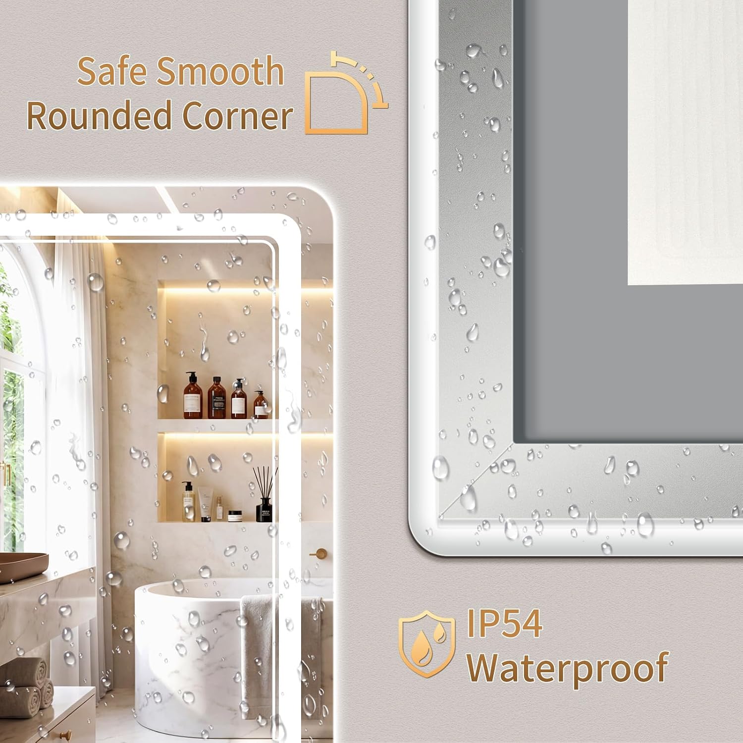 20"x28" Modern Rectangular LED Wall Mount Bathroom Mirror, Backlit + Front Lit, Anti-Fog, Dimmable, Memory Function, Shatterproof Tempered Glass (Horizontal/Vertical Installation)