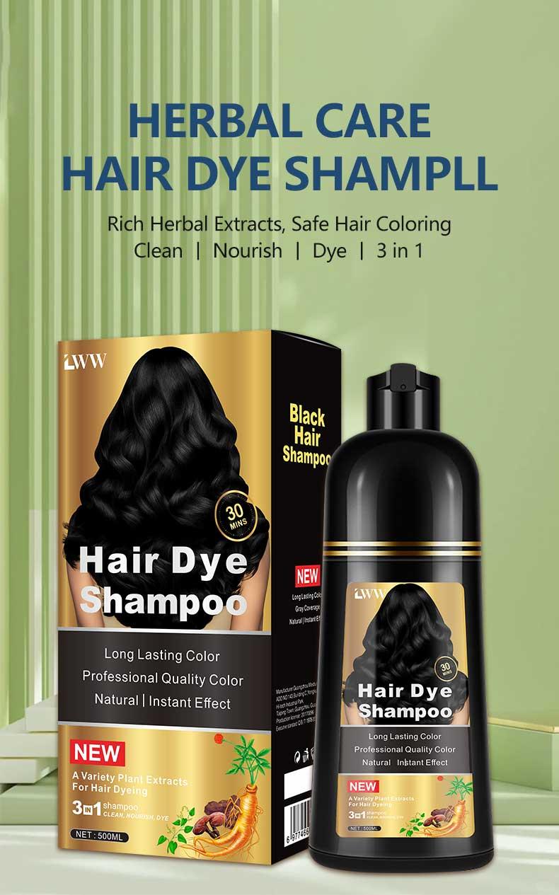 Hair Dye Shampoo - 3-in-1 Instant Hair Color with 100% Grey Coverage, Herbal Ingredients, Gentle Nourishing Formula, Long-lasting Shine, Easy to Use for All Hair Types