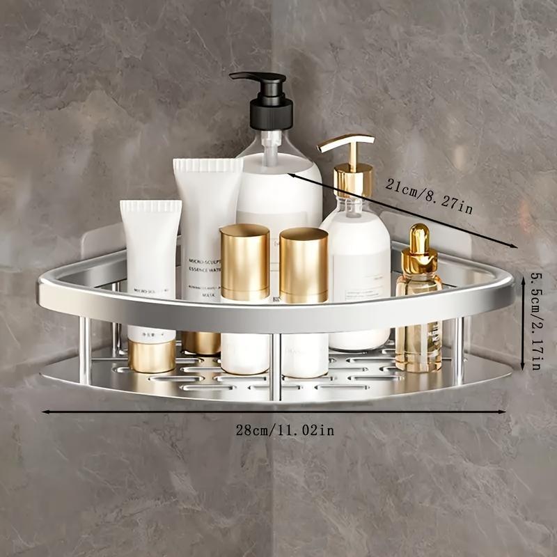 1pc No Drill Bathroom Corner Shelf, Shower Storage Organizer for Shampoo and Bathroom Accessories, Wall Mount Design
